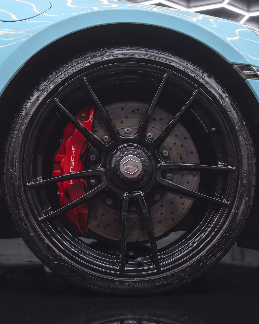 Clean wheel and red brake caliper